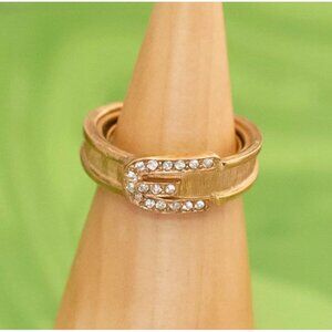 Vintage Gold Tone Letter E Rhinestones Size 6 by Avon - W21